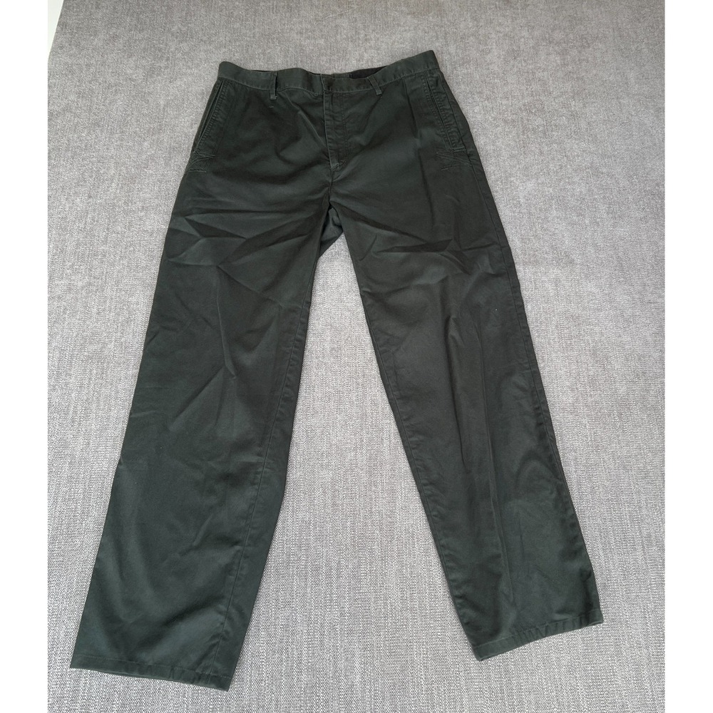 EDUN Chino Pants Men 34 Olive Green Slash Pocket Flat Front Straight Leg Outdoor
